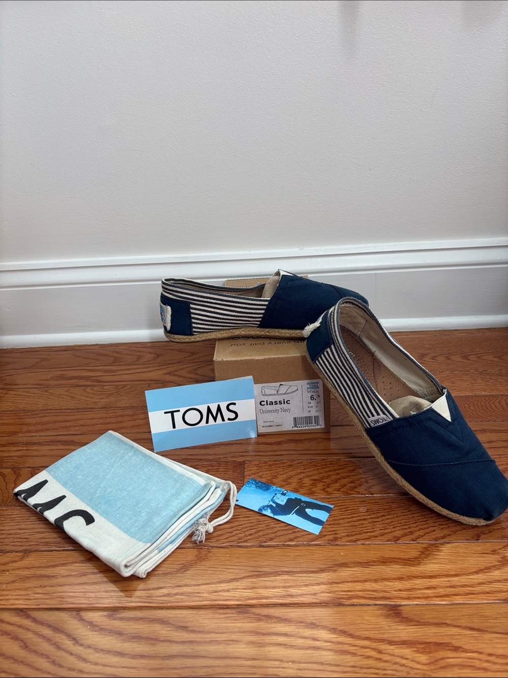 Toms Navy and Striped Slip-On Espadrilles